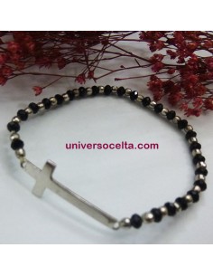 Pulsera elástica con Cruz y bolitas 41230