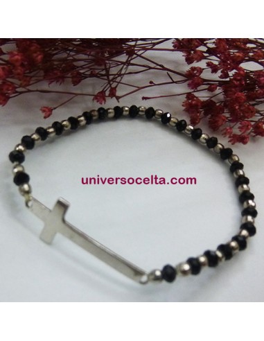 Pulsera elástica con Cruz y bolitas 41230