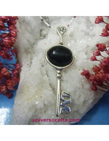 Colgante llave de plata con Azabache...