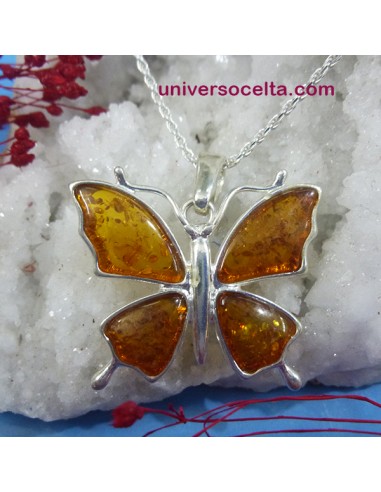MAB Colgante con Mariposa de plata y Ámbar