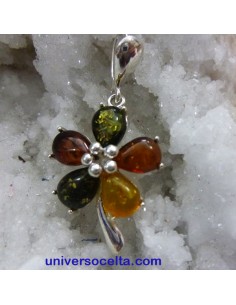 5FL Flor Colgante con Ámbar del Báltico multicolor
