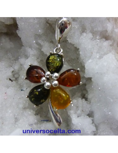 5FL Flor Colgante con Ámbar del Báltico multicolor