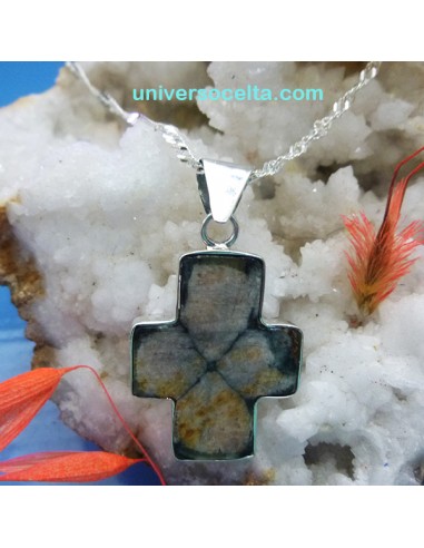 Cruz de Quiastolita artesana en plata CAQ