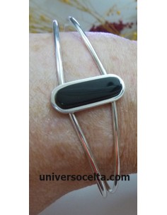 T125035 Brazalete con Azabache en Plata de ley 2