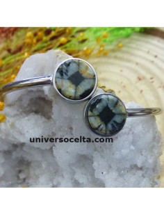 Pulsera brazaletede acero con Quiastolita 2BRQ 2