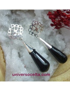 Pendiente de plata con Lágrima de Azabache T199165