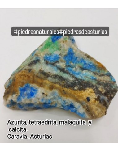 Tirolita (Azurita, Calcita, Tetraedrita y Malaquita)