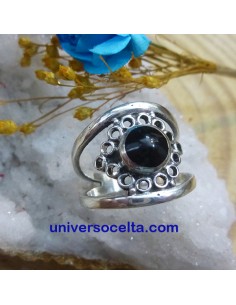 Anillo artesano con Azabache y filigrana A107
