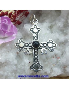 Cruz tallada de plata con Azabache 3820