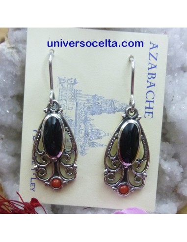 Pendientes artesanos con Azabache y Filigrana F-44