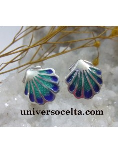 Pendientes con Vieira esmaltada azul 121-0112