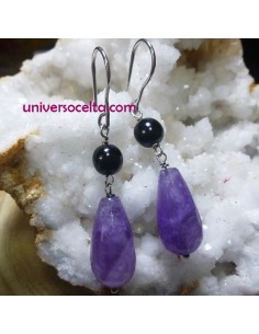 Amatista Pendiente combinado con  Azabache A2A