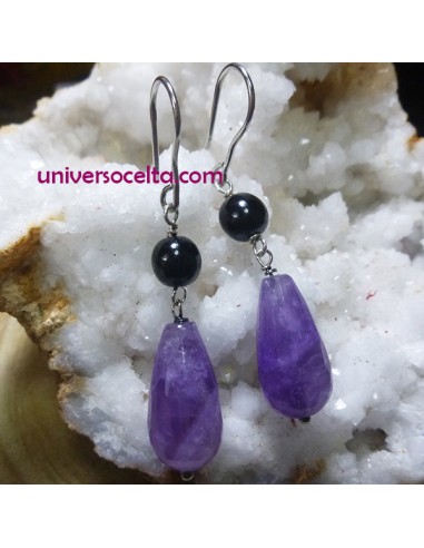 Amatista Pendiente combinado con  Azabache A2A