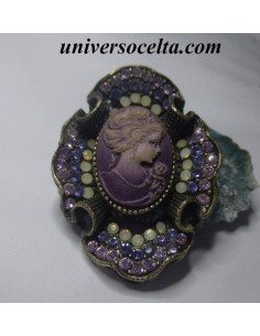 Broche malva con Camafeo y pedrería CANO8