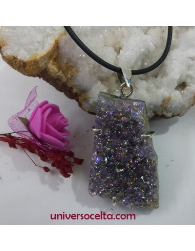 Colgante de Aura Cristal engarzado en plata ACE