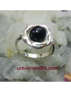 Sortija con Flor de Azabache y plata AZ21