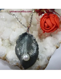 Pendientes con Hoja de plata y perla 623-0228 2
