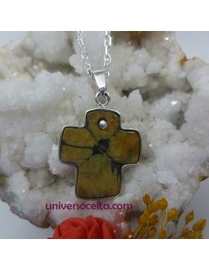 Cruz de plata con Quiastolita marrón QCP