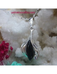 Colgante con flor de plata y Azabache 600-49