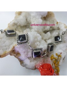 Pulsera de plata con azabache y filigrana E9