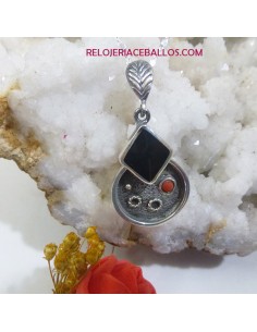 Colgante envejecido de plata y Azabache EVC