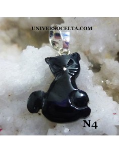 Colgante Gato de Azabache tallado TG2