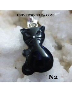 Colgante Gato de Azabache tallado TG2 2
