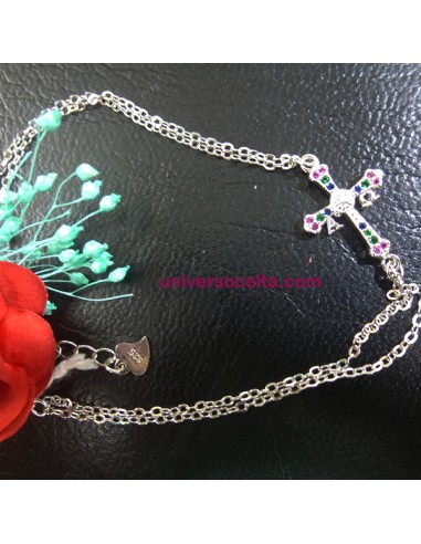 Pulsera fina de plata con Cruz de la...