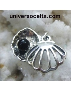 Concha de plata con perla de Azabache
