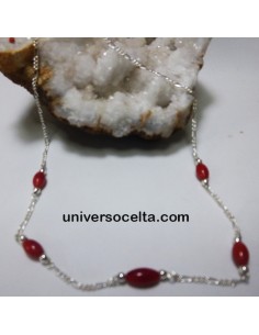 Gargantilla de plata con coral rojo