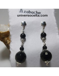 Azabache facetado en pendientes de plata