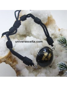 Pulsera de siete nudos negra con carbón