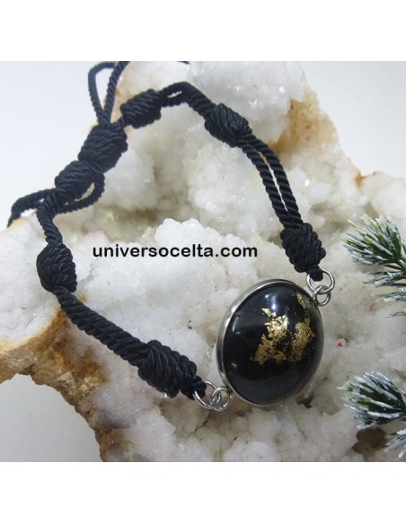 Pulsera de siete nudos negra con carbón