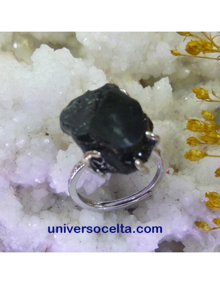 Sortija ajustable con carbón engarzado