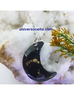 Colgante con luna de carbón y pan de oro 2