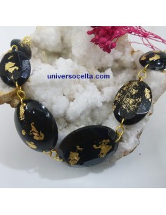 Pulsera con cuentas ovaladas de carbón