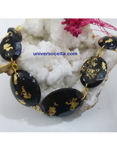 Pulsera con cuentas ovaladas de carbón