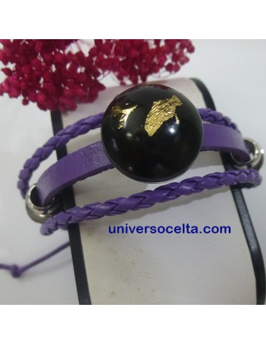 Pulsera ajustable con Carbón y pan de oro