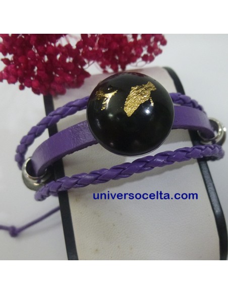 Pulsera ajustable con Carbón y pan de oro