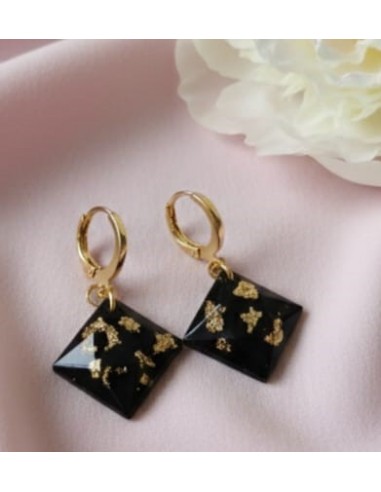 Pendientes de carbón con baño dorado HCB
