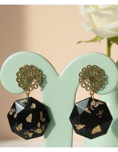 Pendientes facetados de acero con carbón CA1