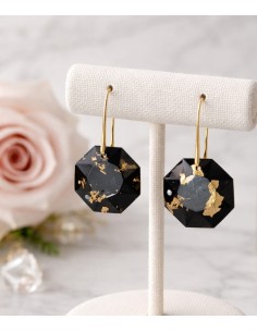 Pendientes facetados de acero con carbón CA1 2