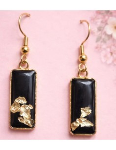 Pendientes de carbón con baño dorado 2