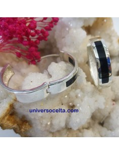 Aretes de plata con bisagra y Azabache