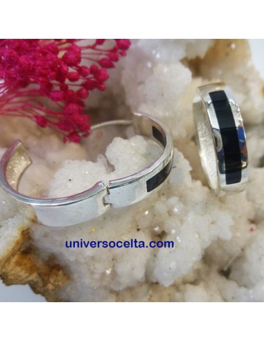 Aretes de plata con bisagra y Azabache