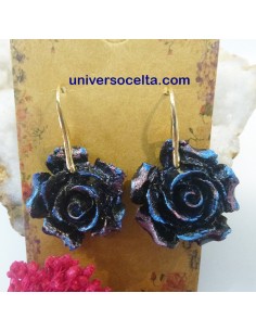 Pendientes con rosa de carbón reestructurado 2