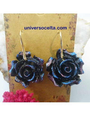 Pendientes con rosa de carbón...