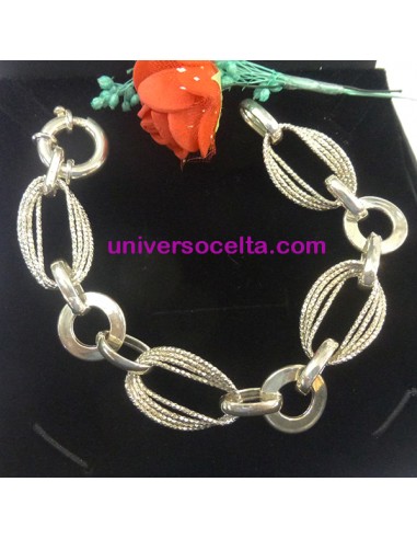 Pulsera combinada de argollas en plata