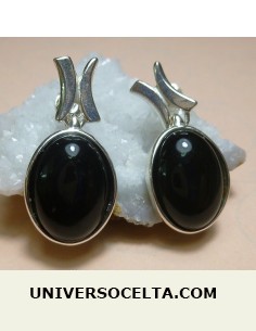 Azabache Pendientes en Plata