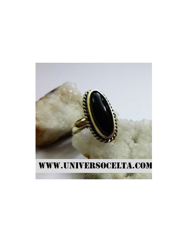 Azabache asturiano anillo de plata ANA